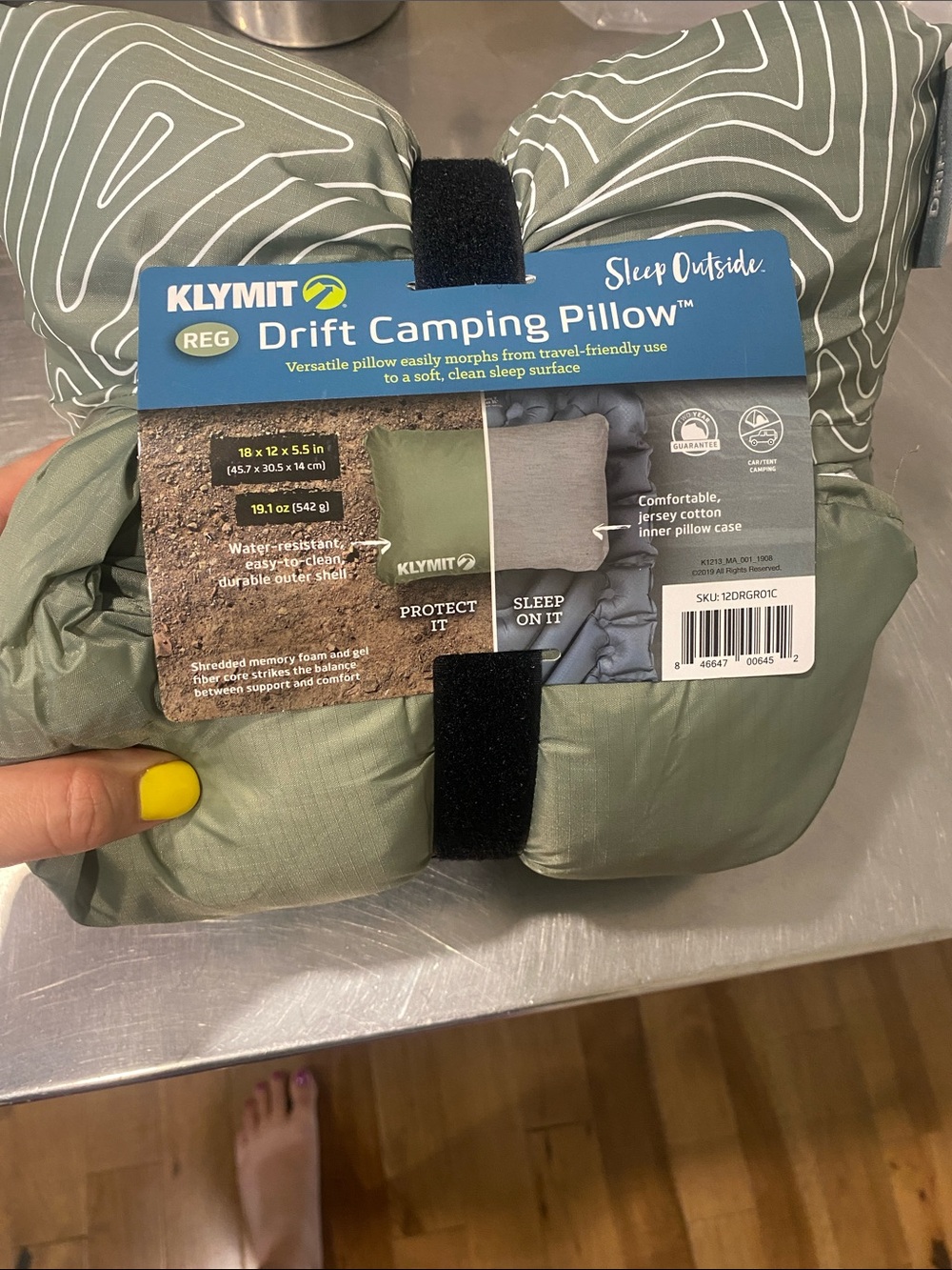 Klymit Drift Camping Pillow – Sage Green Travel Pillow